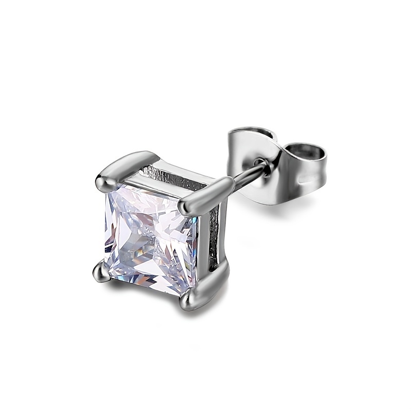 Men's Titanium Steel Zircon Stud Earring Punk Rock Stud Earring